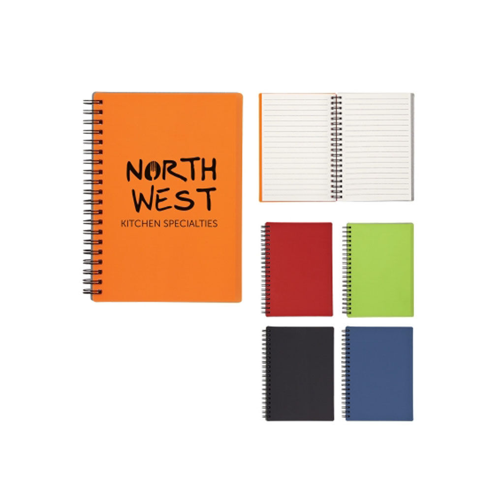 Custom Branded Rubbery Spiral Notebook - Orange