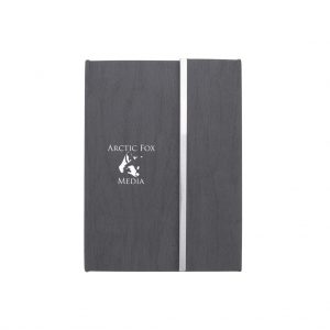 Branded Woodgrain Padfolio with Sticky Notes and Flags Gray