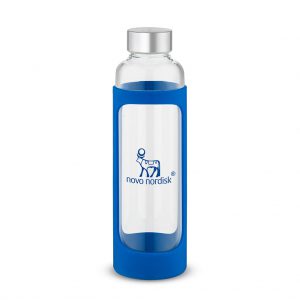 Branded 20 oz Tioga Glass Water Bottle Blue