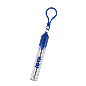 Branded Collapsible Stainless Steel Straw Kit Blue