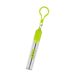 Branded Collapsible Stainless Steel Straw Kit Lime Green