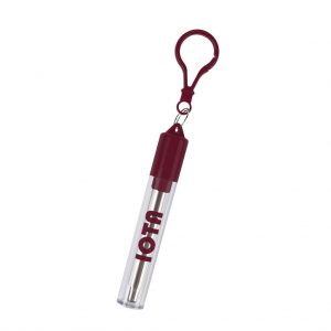 Branded Collapsible Stainless Steel Straw Kit Maroon