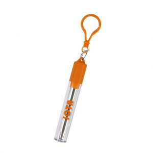 Branded Collapsible Stainless Steel Straw Kit Orange