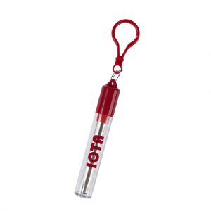 Branded Collapsible Stainless Steel Straw Kit Red