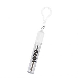 Branded Collapsible Stainless Steel Straw Kit White