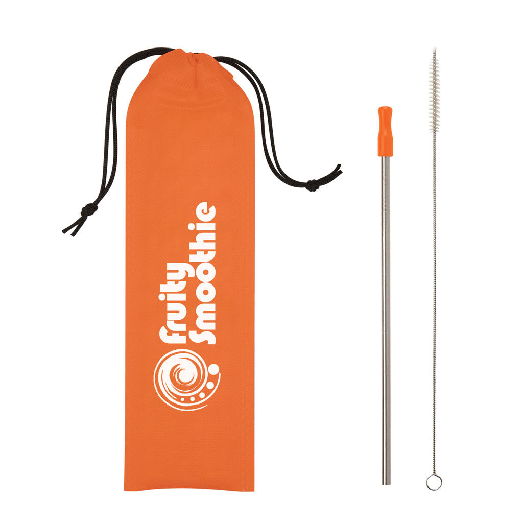 Branded Stainless Steel Straw Kit Purple