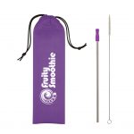 Custom Branded Stainless Steel Straw Kit - Royal Blue