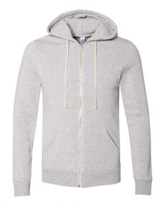 Branded Alternative Rocky Eco-Fleece Full Zip Hooded Sweatshirt Edo Light Grey