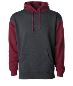 Branded Independent Trading Co. Heavyweight Hooded Sweatshirt Charcoal Heather/Currant