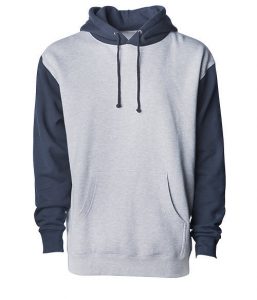 Branded Independent Trading Co. Heavyweight Hooded Sweatshirt Grey Heather/Slate Blue