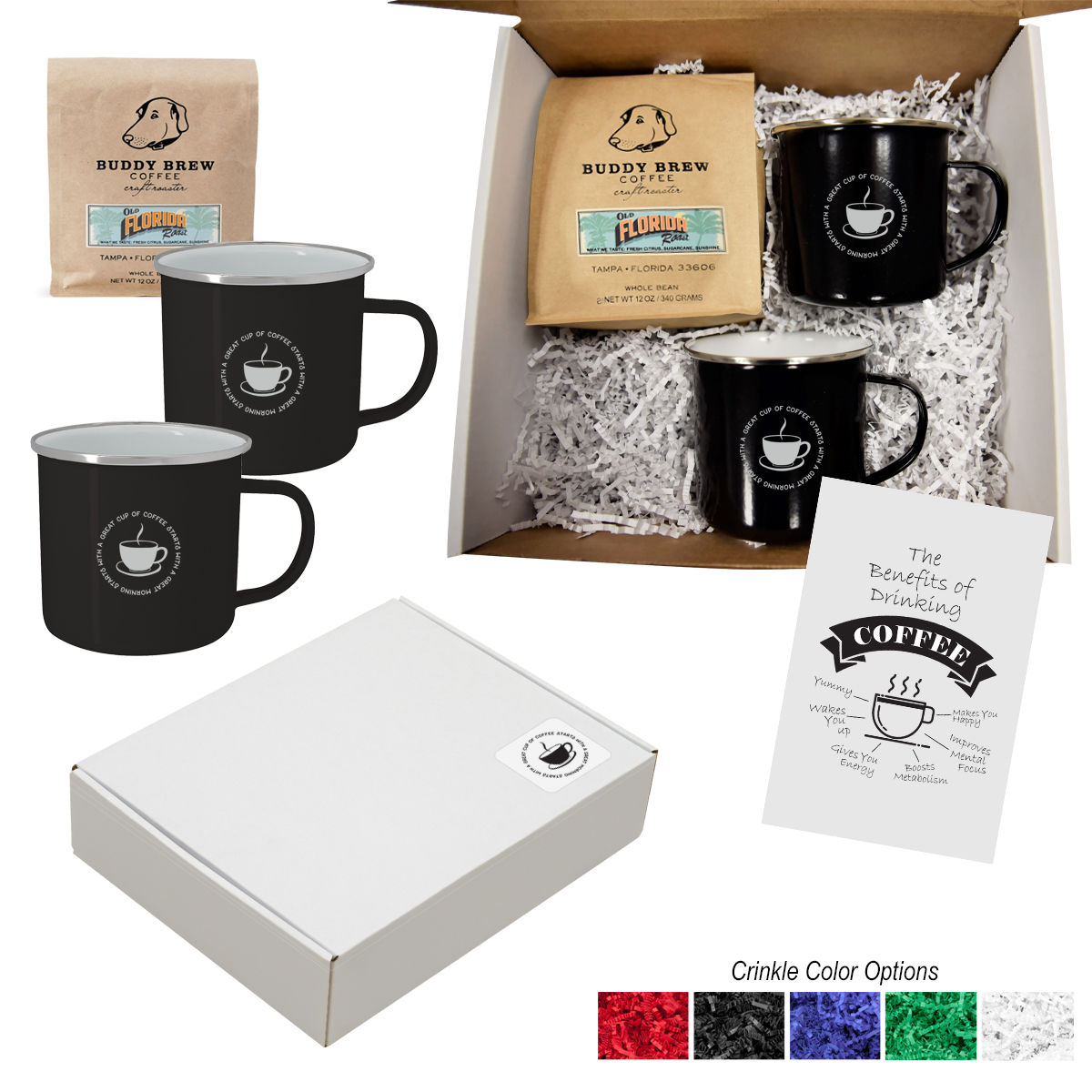 Custom Branded Buddy Brew Coffee Gift Set For Two - Black