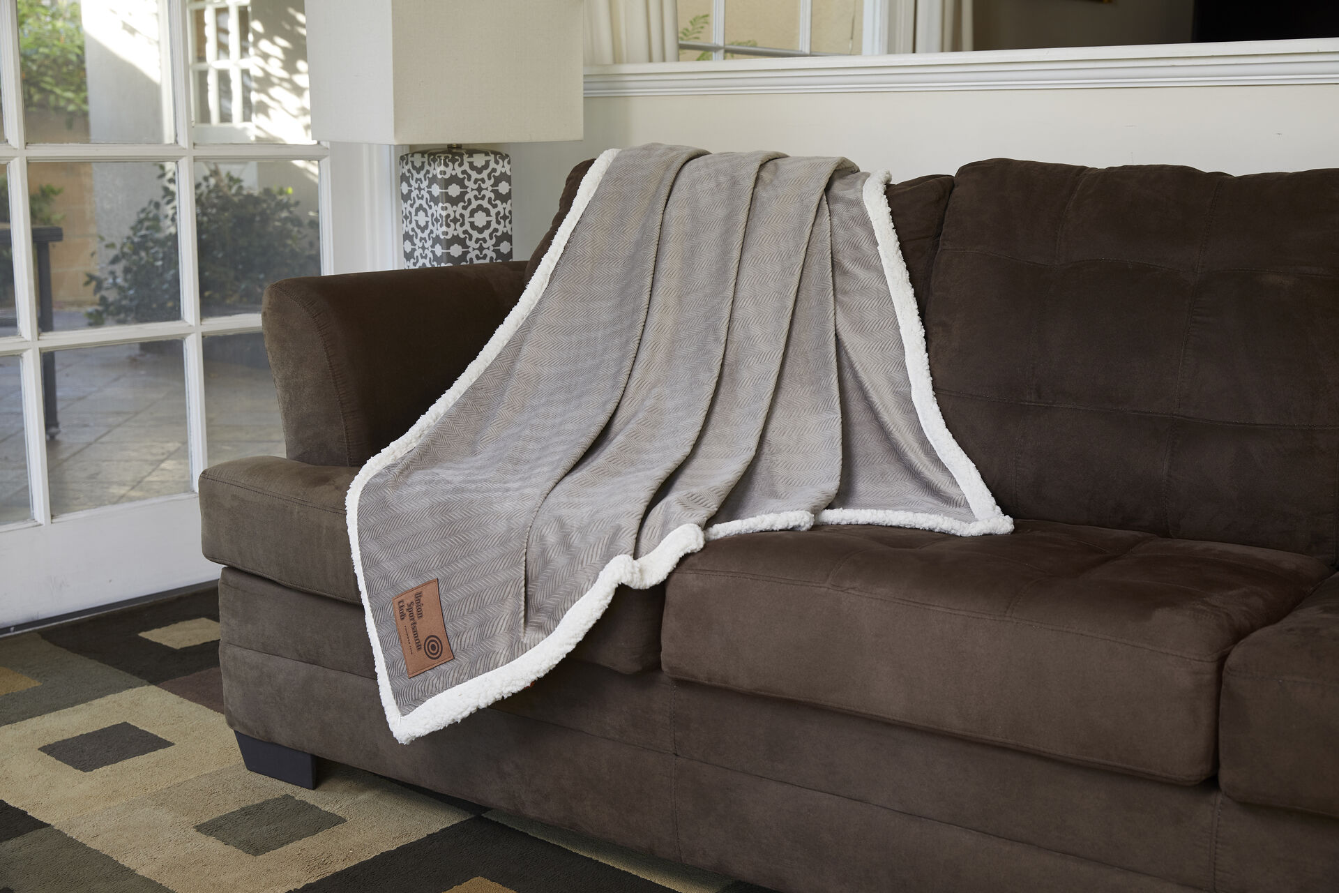 Branded Kanata Original Lambswool Throw Herringbone Gray