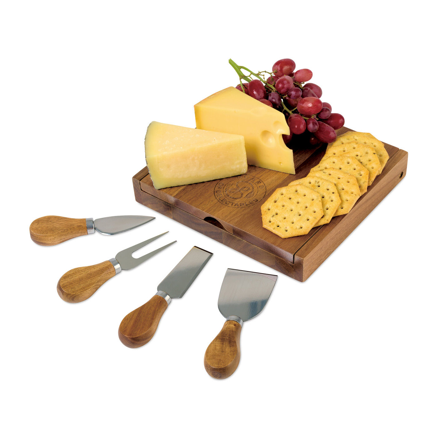 Custom Branded La Cuisine Cheese Board with Serving Set - Wood