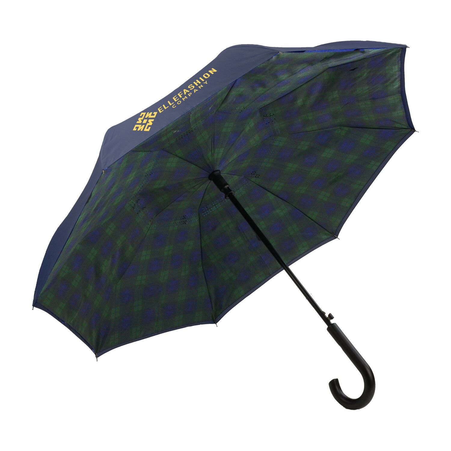 Custom Branded ShedRain Umbrellas - Navy/Blackwatch Plaid