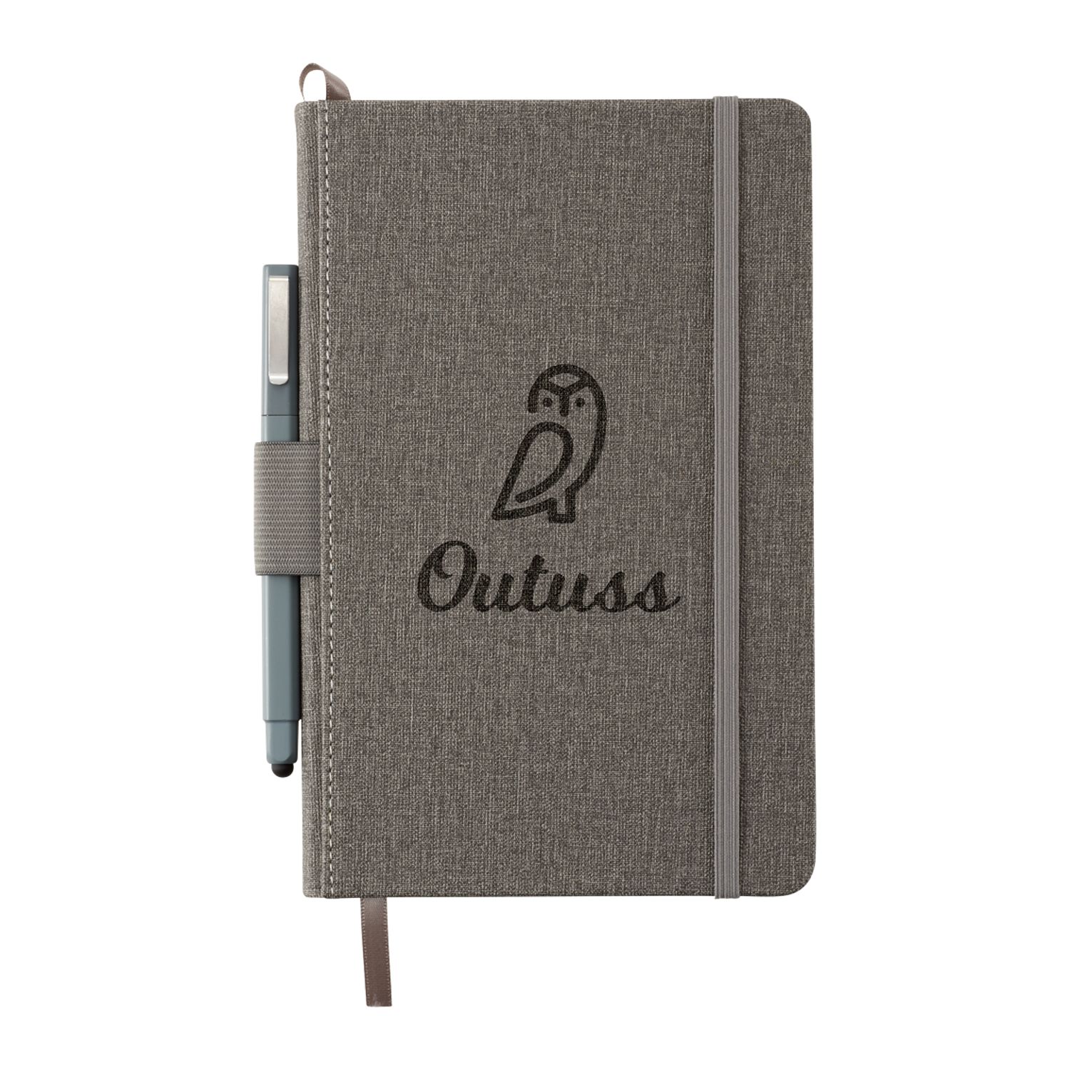 Custom Branded Heathered Hard Bound JournalBook - Gray