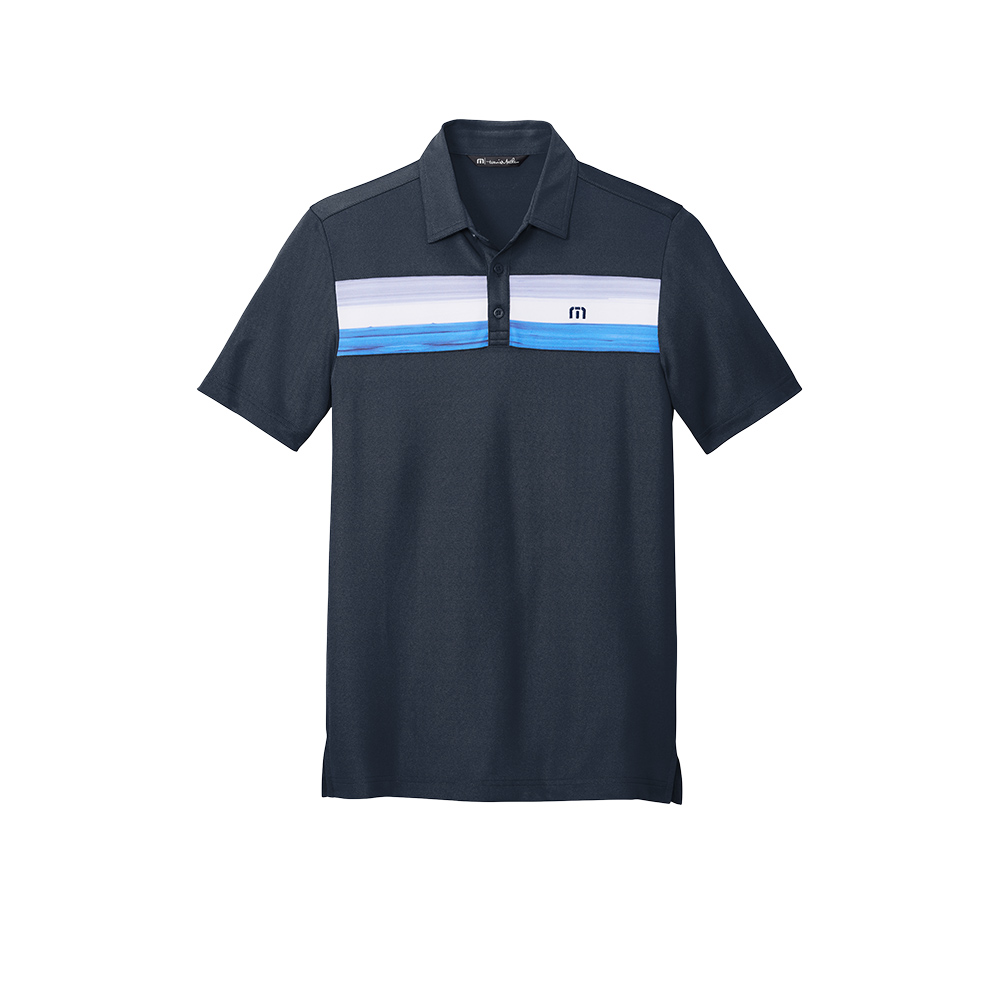 Branded TravisMathew Cabana Chest Stripe Polo Blue Nights