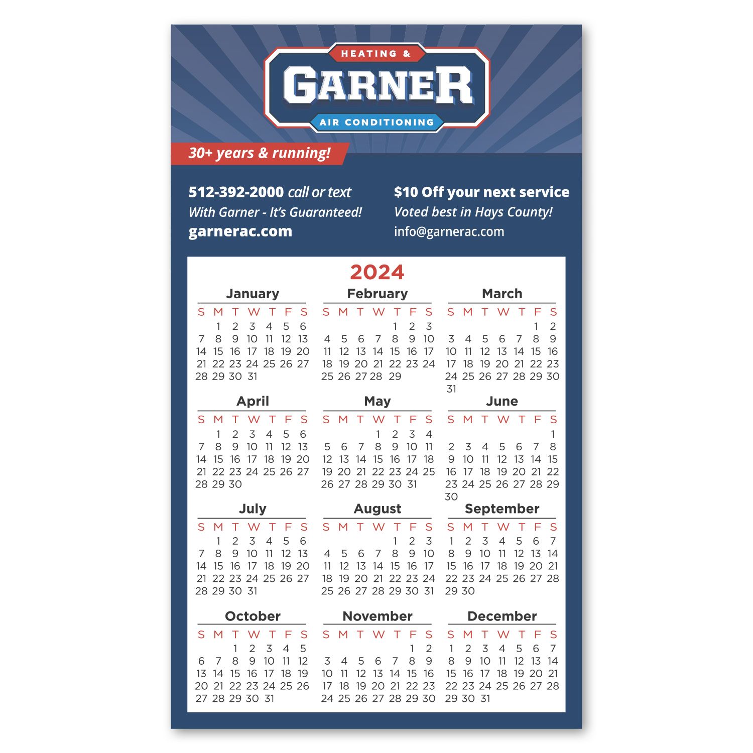 Custom Branded Calendar Square Corner Magnet 3 1/2 x 6 - Custom