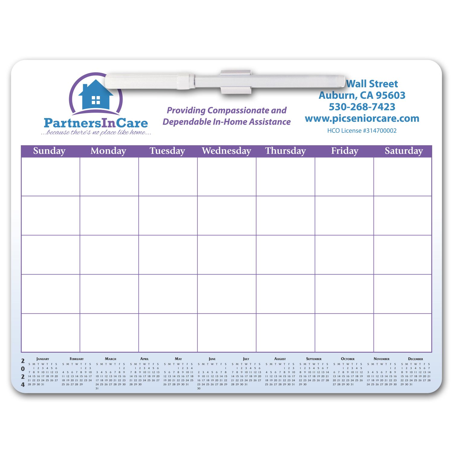 Branded Magnetic Memo Board calendar White