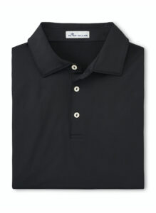 Branded Peter Millar Men’s Solid Performance Polo – Self Collar Black