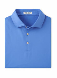 Branded Peter Millar Men’s Solid Performance Polo – Self Collar Blue Sea