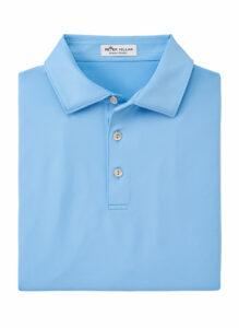 Branded Peter Millar Men’s Solid Performance Polo – Self Collar Cottage Blue