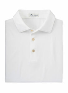 Branded Peter Millar Men’s Solid Performance Polo – Self Collar White