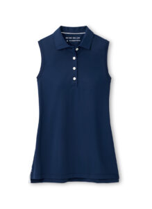 Branded Peter Millar Women’s Sleeveless Banded Button Polo Navy