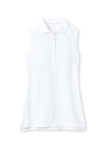 Branded Peter Millar Women’s Sleeveless Banded Button Polo White