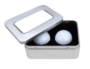 Branded Titleist® 2-Ball Business Card Tin Pro V1® Silver Tin / White Balls